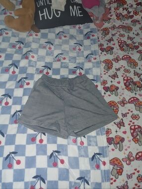 High-Waist Plaid Women’s Shorts - Gray